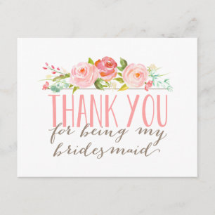 Tarjeta De Agradecimiento Bridesmaid