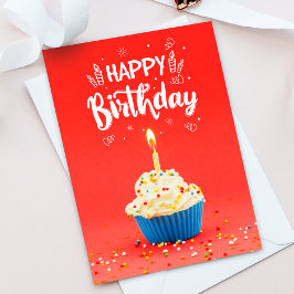 Tarjeta De Agradecimiento Bright С upcake Red Happy Birday Greet Card