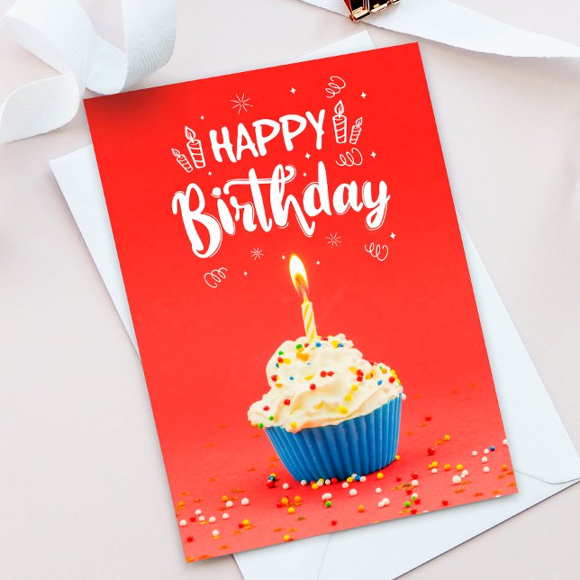 Tarjeta De Agradecimiento Bright С upcake Red Happy Birday Greet Card (Subido por el creador)