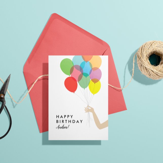 Tarjeta De Agradecimiento Bright Balloons Personalizado Happy Birday Card (Subido por el creador)