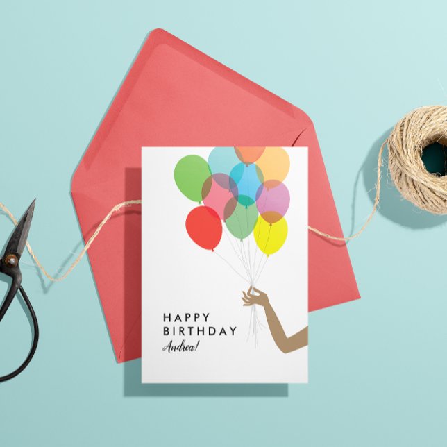Tarjeta De Agradecimiento Bright Balloons Personalizado Happy Birday Card (Subido por el creador)