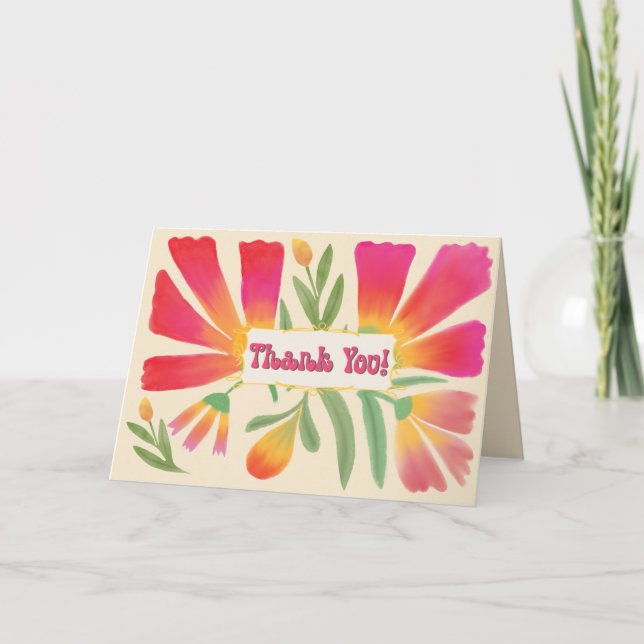 Tarjeta De Agradecimiento Bright Blooms (Flores Brillantes) (Anverso)