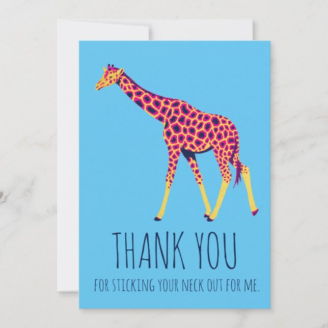 Tarjeta De Agradecimiento Bright colors giraffe thank you card (Anverso)