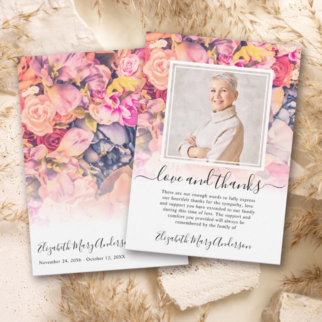 Tarjeta De Agradecimiento Bright Floral Gracias Bereavement Photo (Subido por el creador)