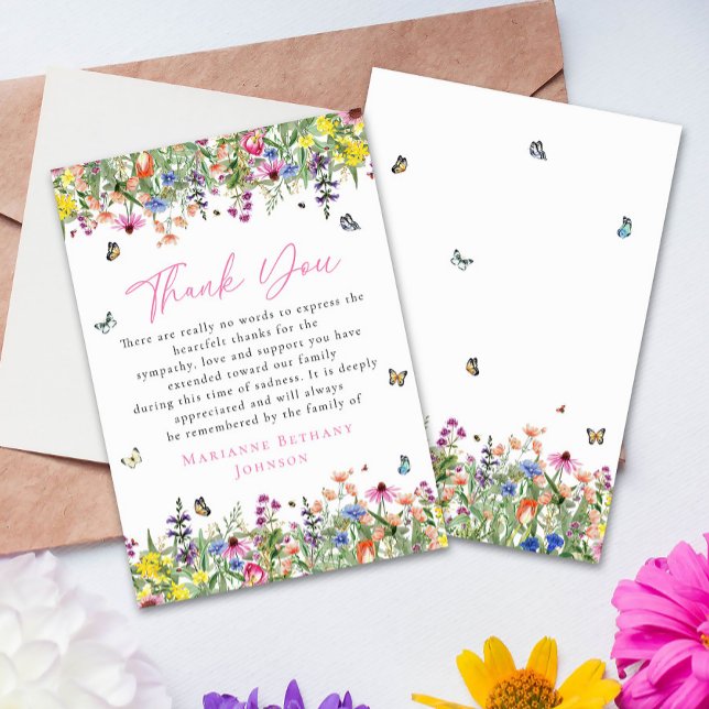 Tarjeta De Agradecimiento Bright Floral Memorial Celebración de la Vida (Subido por el creador)