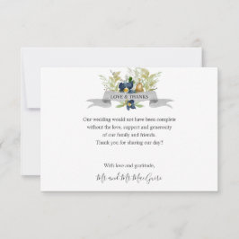 Tarjeta De Agradecimiento Bright Oak and blue Flowers Boda gracias
