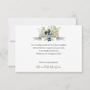 Tarjeta De Agradecimiento Bright Oak and blue Flowers Boda gracias