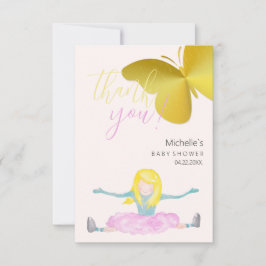Tarjeta De Agradecimiento Brillante Como Un Ilustracion De Acuarela Chica