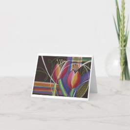 Tarjeta De Agradecimiento Brillante en negro pastel Tulips Notecard