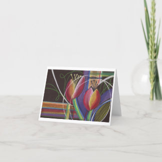 Tarjeta De Agradecimiento Brillante en negro pastel Tulips Notecard