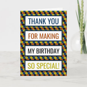 Tarjeta De Agradecimiento Brillante Patrón Geométrico, Cumpleaños Gracias