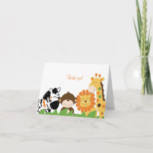 Tarjeta De Agradecimiento Brillantes animales de Safari doblados