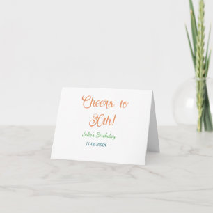 Tarjeta De Agradecimiento Brindis por cumpleaños 30 nombre fecha naranja ver