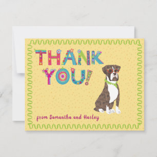 Tarjeta De Agradecimiento Brindle Boxer Fun Colorful Floral Letters