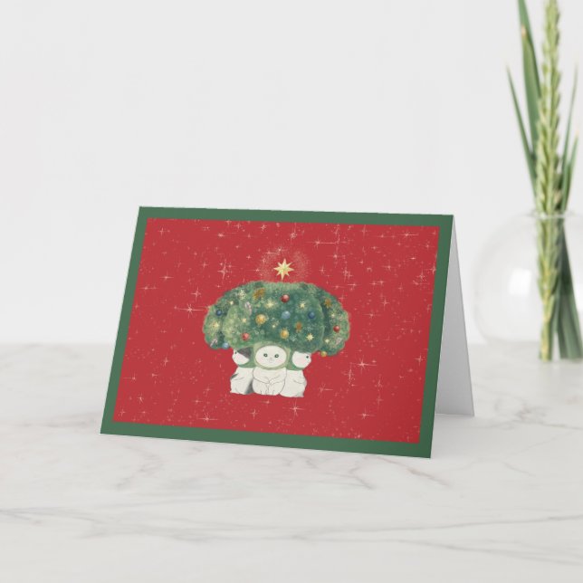 Tarjeta De Agradecimiento 【Broccoli Cats Christmas Card】 -Red- (Anverso)