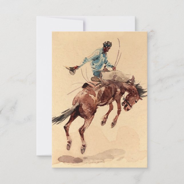 Tarjeta De Agradecimiento Bronc Rider 2 by Edward Borein (Anverso)