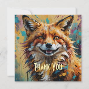 Tarjeta De Agradecimiento Brote de pintura de Fox sonriente feliz