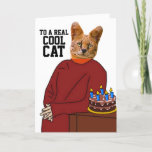 TARJETA DE AGRADECIMIENTO BROTHER BIRTHDAY CAT GREETING CARDS<br><div class="desc">GINGER CAT EN RED SWEATER GRAN TARJETA DE CUMPLEAÑOS PARA HERMANO</div>