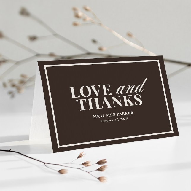 Tarjeta De Agradecimiento Brown and Ivory Neutral | Classic Luxe Wedding (Subido por el creador)