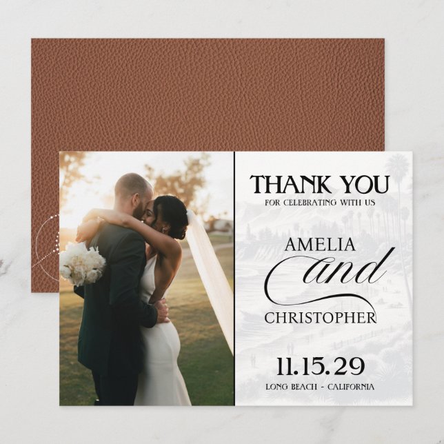 Tarjeta De Agradecimiento Brown California Passport (Anverso / Reverso)