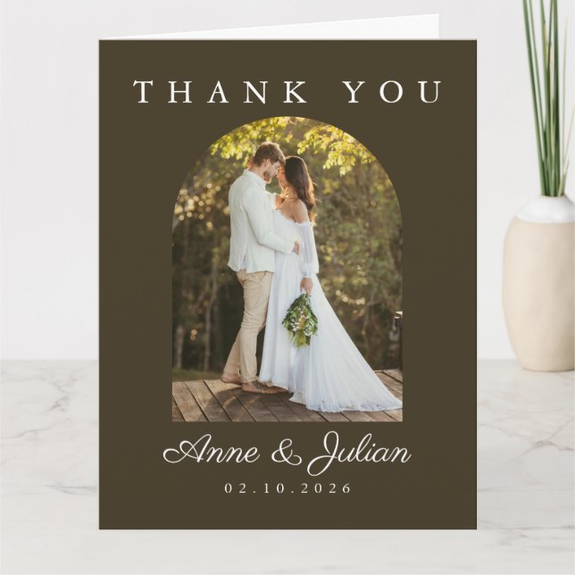 Tarjeta De Agradecimiento Brown Eucalypthus Thank You Card W/ 2 photos (Anverso)
