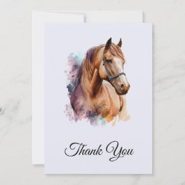Tarjeta De Agradecimiento Brown Horse head Portrait in Watercolor