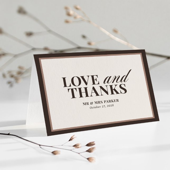 Tarjeta De Agradecimiento Brown Neutral | Classic Luxe Wedding (Subido por el creador)