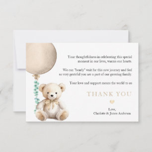 Tarjeta De Agradecimiento Brown Teddy Bear Puede Esperar A Baby Shower