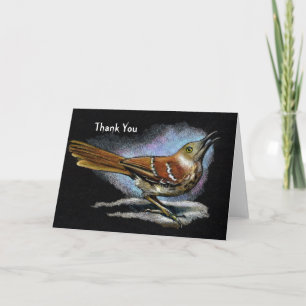 Tarjeta De Agradecimiento Brown Thrasher: Pájaro: Arte de la fauna: Gracias