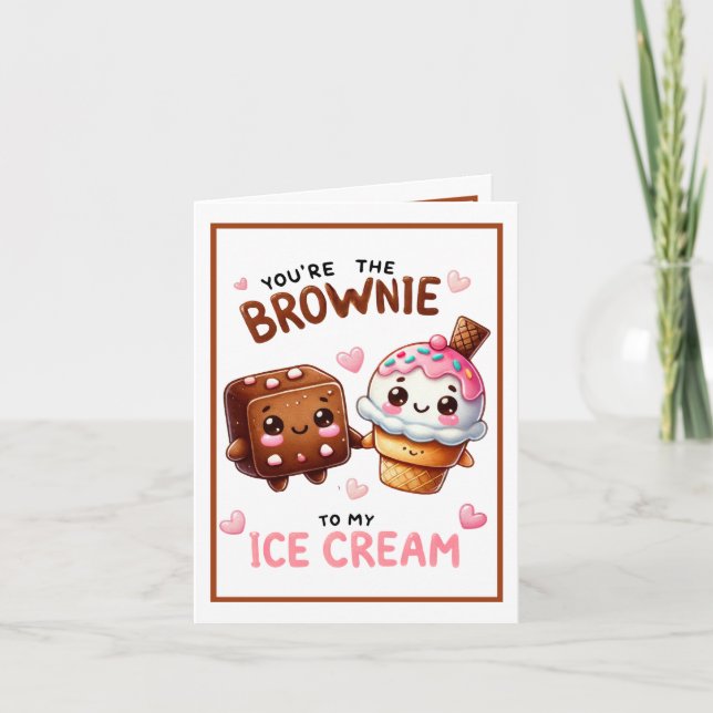 Tarjeta De Agradecimiento Brownie y Helado Kawaii Adorables (Anverso)