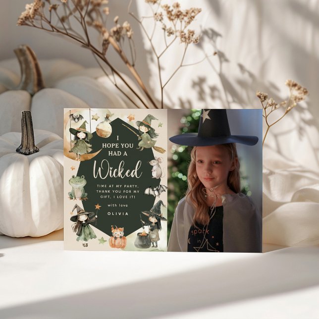 Tarjeta De Agradecimiento Bruja Camino al Cumpleaños de Halloween de Niños (Subido por el creador)