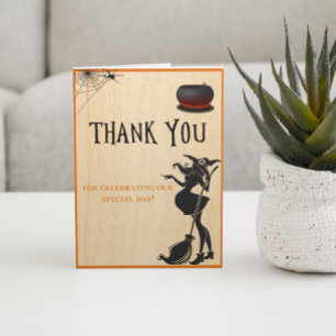 Tarjeta De Agradecimiento Bruja de Halloween, gracias por el baby shower de