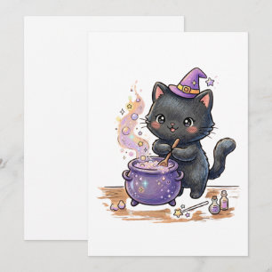 Tarjeta De Agradecimiento Bruja Linda Cerveza de Gato Negro Poción Mágica Ha