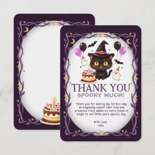 Tarjeta De Agradecimiento Bruja Monada Gato Negro Mago Cumpleaños 1er