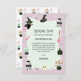 Tarjeta De Agradecimiento Bruja Verde Malvadamente Linda Cumpleaños de Hallo