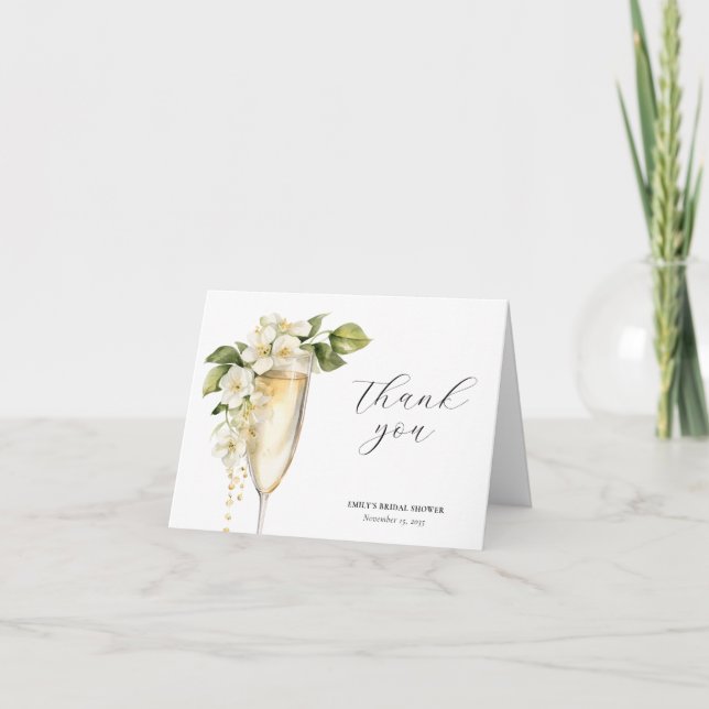 Tarjeta De Agradecimiento Brunch and Bubbly Elegal Bridal Shower (Anverso)