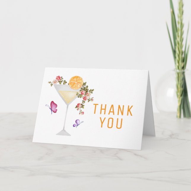 Tarjeta De Agradecimiento Brunch Bubbly Spring Floral Champagne Baby Shower (Anverso)