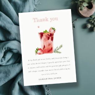 Tarjeta De Agradecimiento Brunch de boda Cocktail Margarita Rosa de Fresa