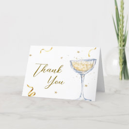 Tarjeta De Agradecimiento Brunch de oro rústico Bubbly Champagne Baby Shower