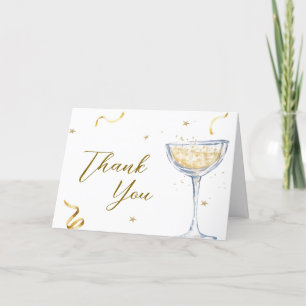 Tarjeta De Agradecimiento Brunch de oro rústico Bubbly Champagne Baby Shower