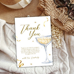 Tarjeta De Agradecimiento Brunch Gold Elegante Bubbly Champagne Baby Shower