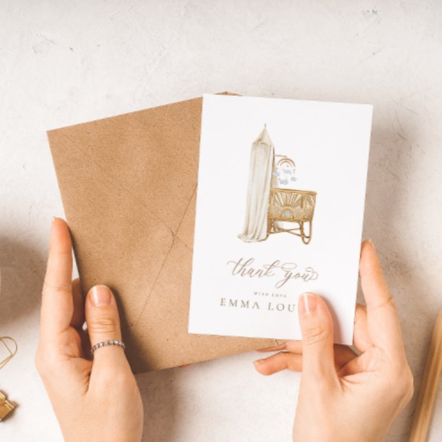 Tarjeta De Agradecimiento Brunch Neutral Boho Baby (Subido por el creador)