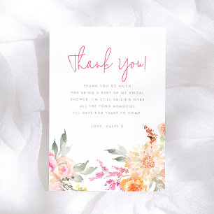 Tarjeta De Agradecimiento Brunch Nupcial Floral Acuarela Desayuno Bridal Sho