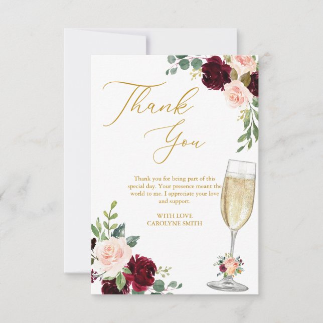 Tarjeta De Agradecimiento Brunéi Floral Rosa Y Ducha Brillante De Bóveda (Anverso)