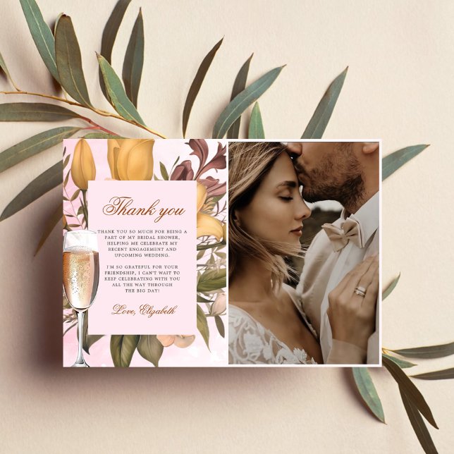 Tarjeta De Agradecimiento Brunéi Floral Y Ducha Bridal Bubbly (Subido por el creador)