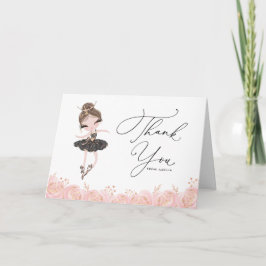 Tarjeta De Agradecimiento Brunette Ballerina en el cumpleaños floral de vest