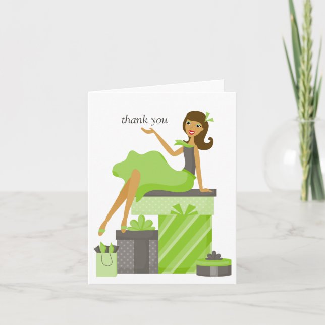 Tarjeta De Agradecimiento Brunette Bonito Chica (Anverso)