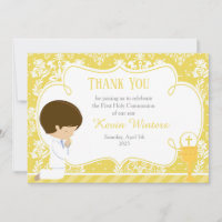 Brunette boy First Community Damask