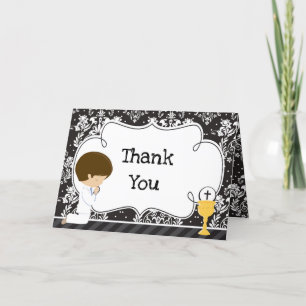 Tarjeta De Agradecimiento Brunette Boy First Comunication 'Gracias'