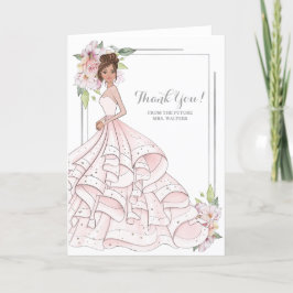 Tarjeta De Agradecimiento Brunette Bride Bridal Shower Future Mrs.